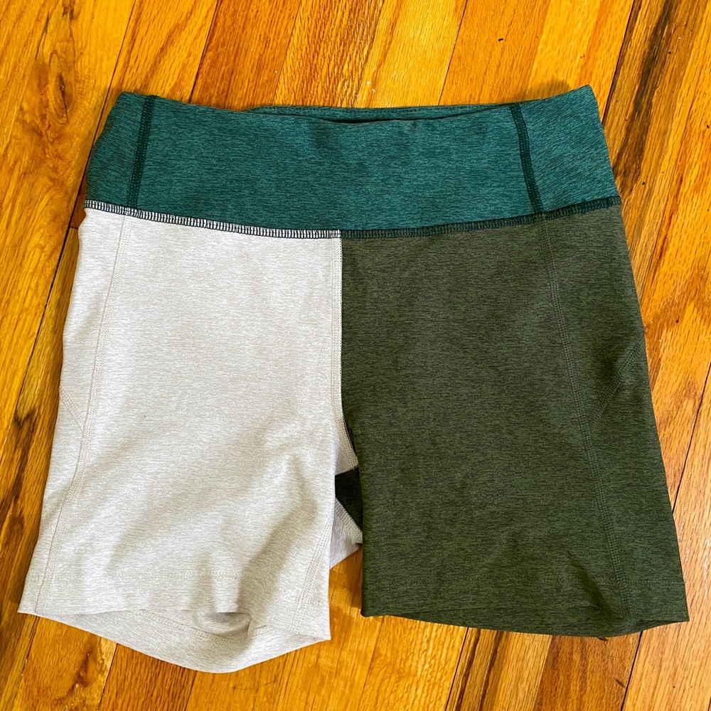 NEW Outdoor Voices: Cream and Green Biker Shorts